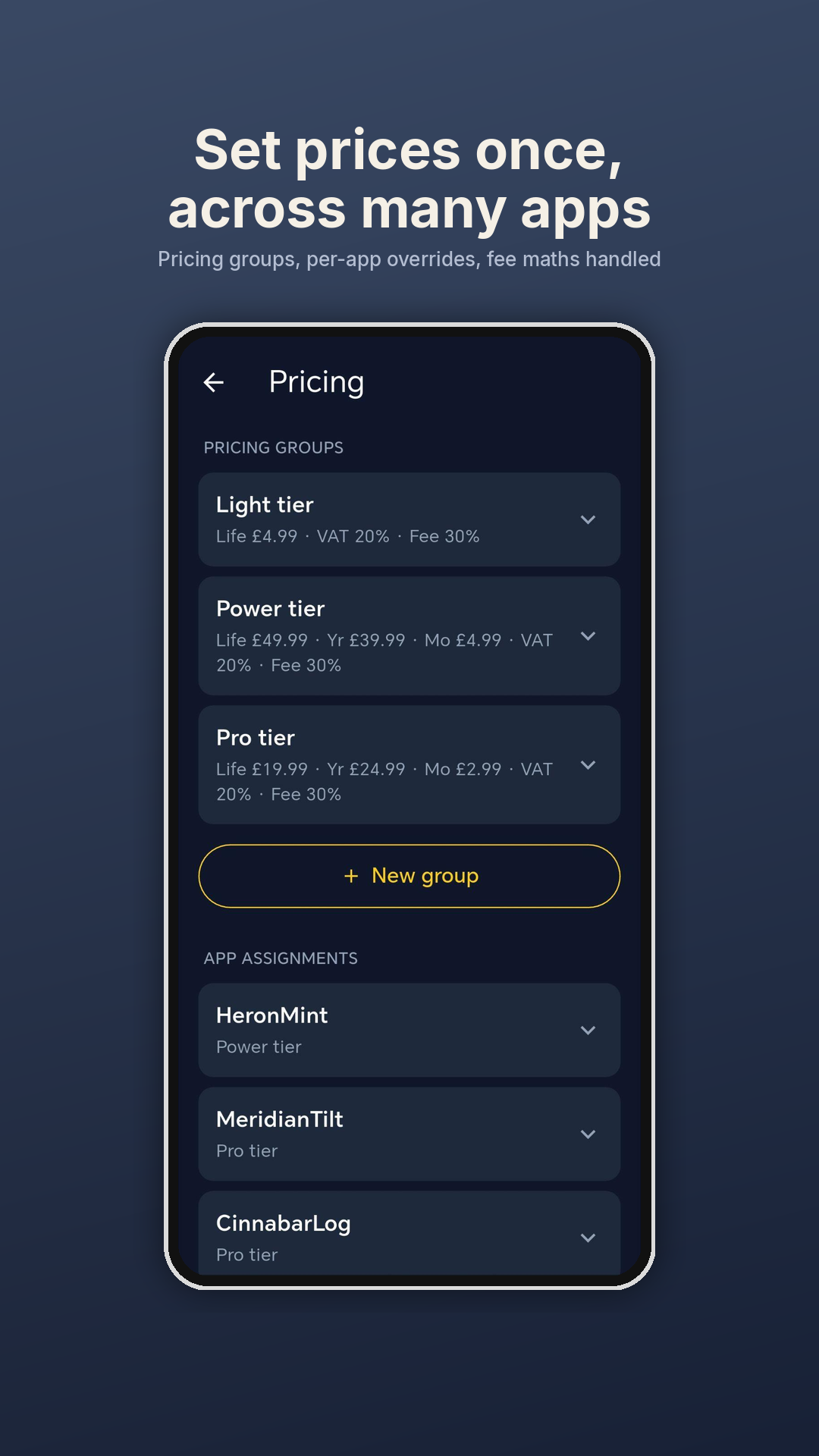 Set prices once