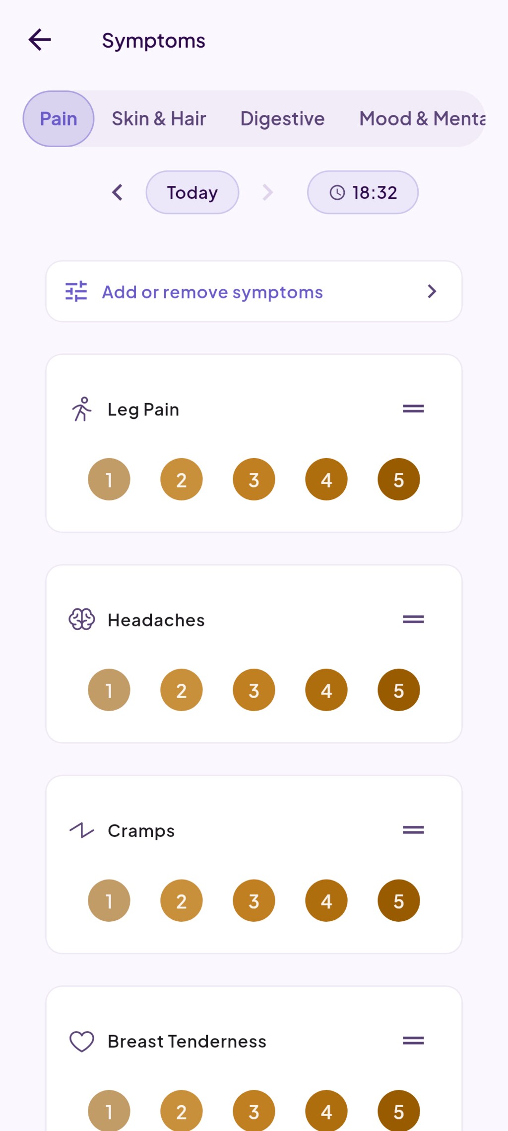 Rating symptoms