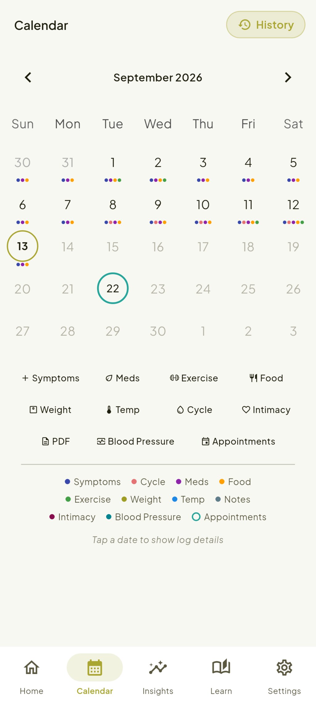 Calendar at a glance