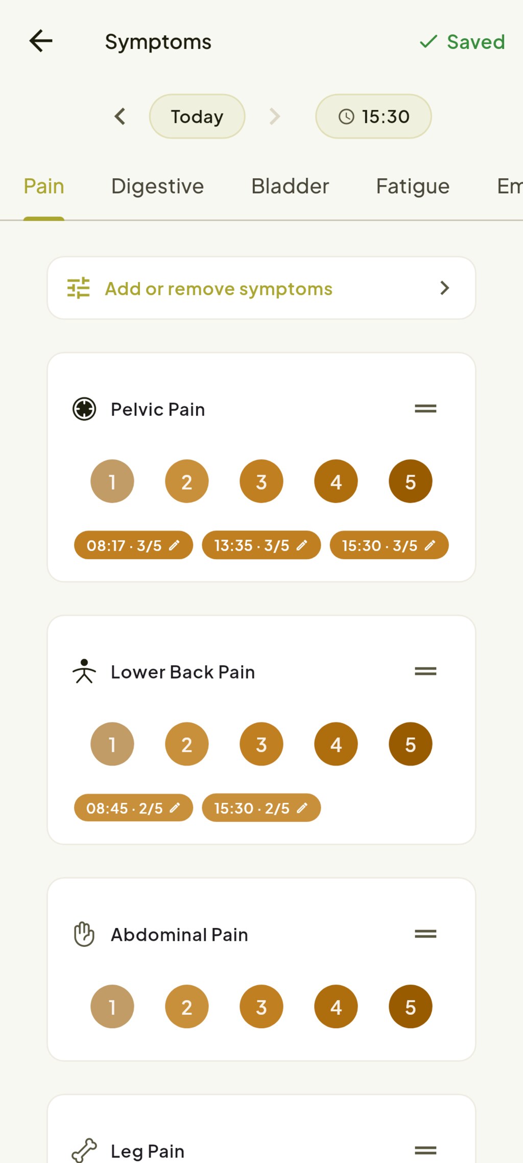 Rating symptoms