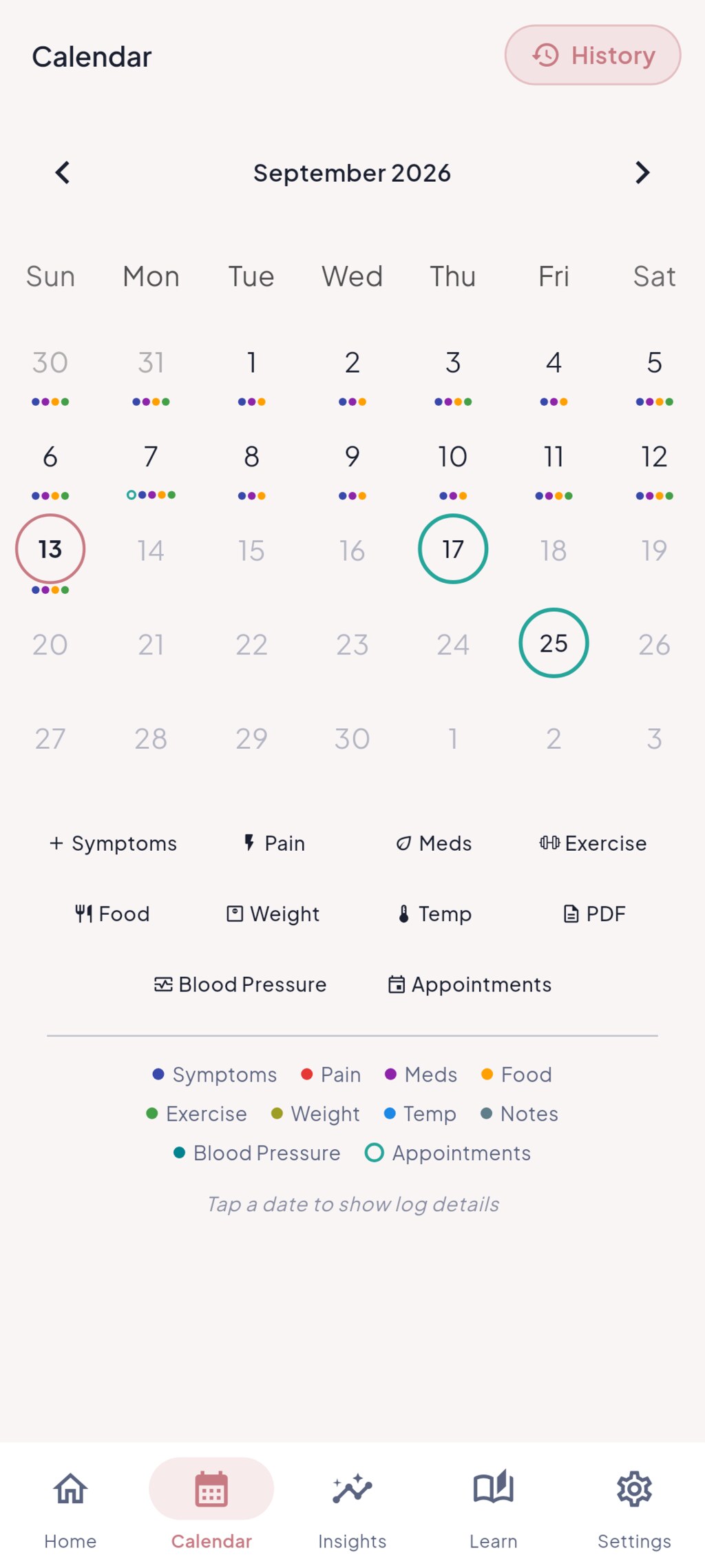 Calendar at a glance