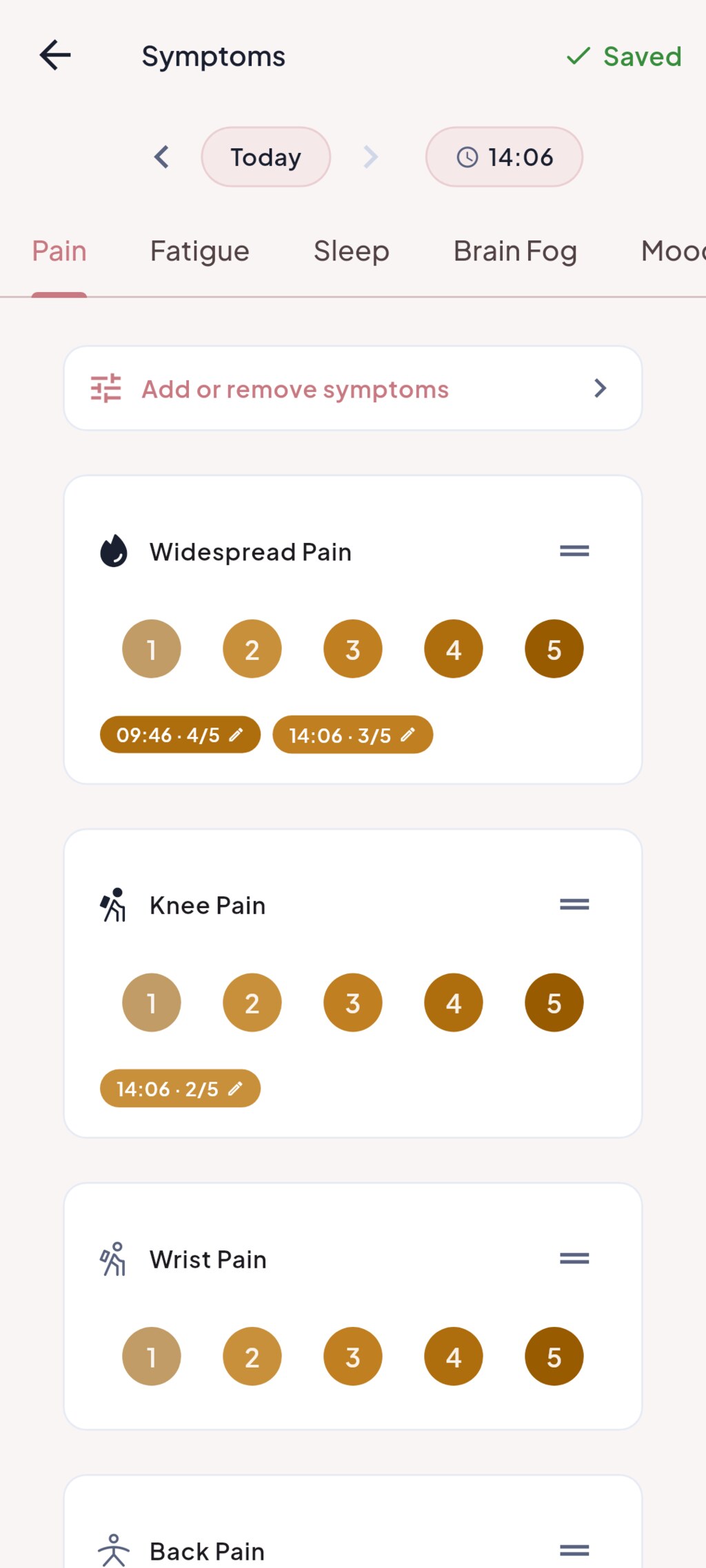 Rating symptoms