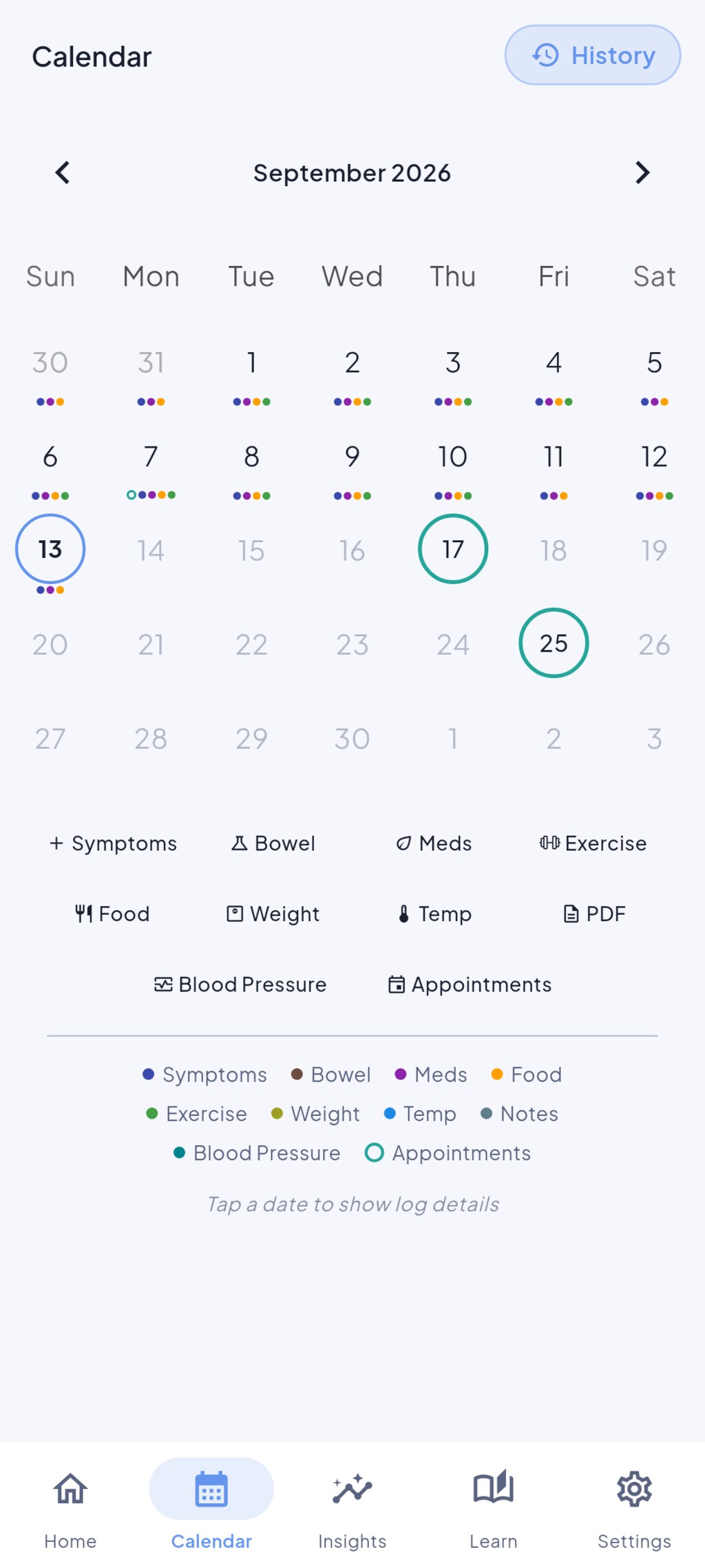 Calendar at a glance