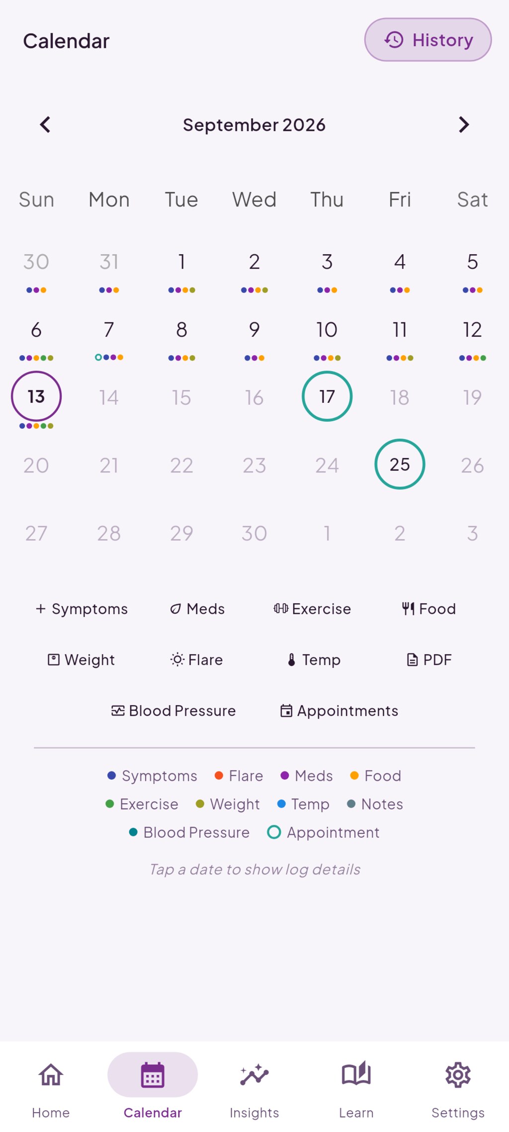 Calendar at a glance