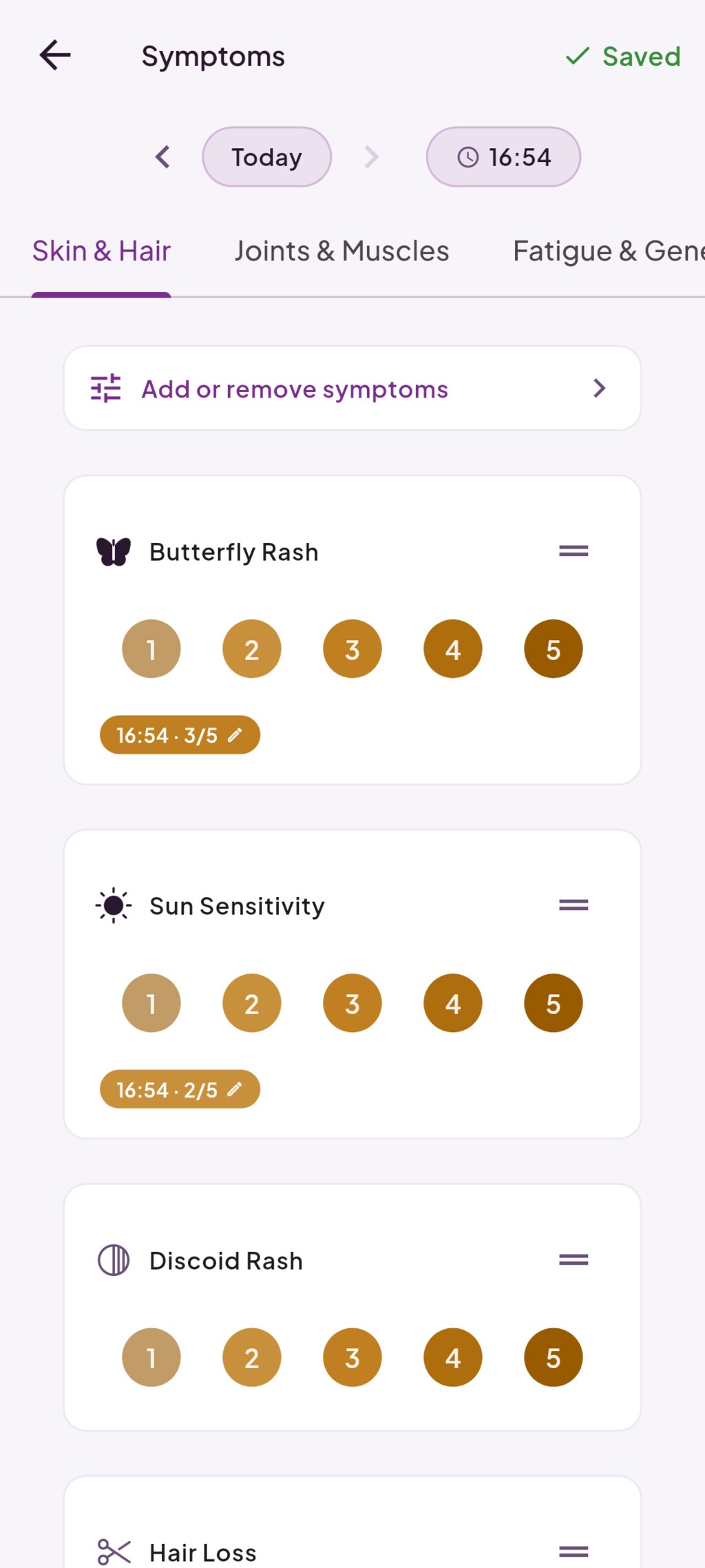 Rating symptoms