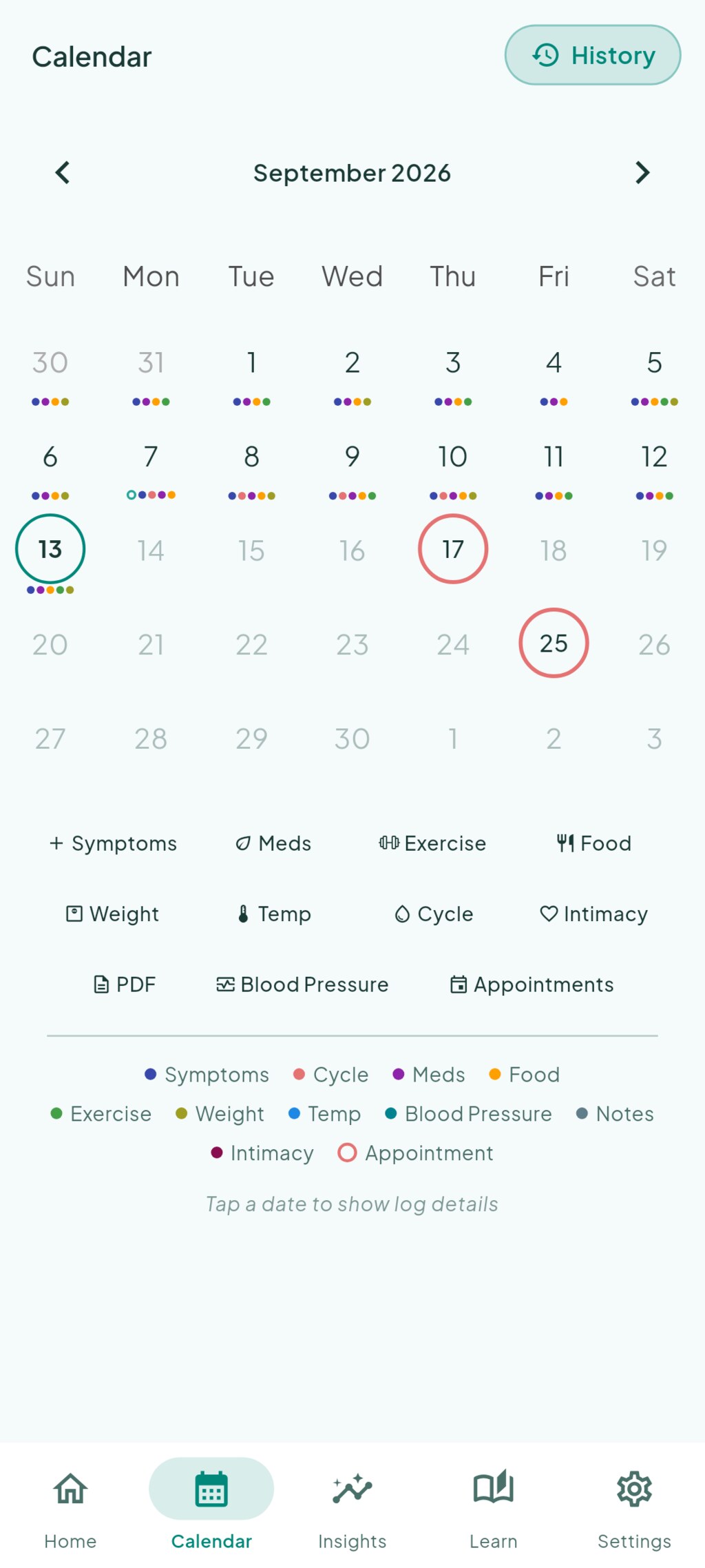 Calendar at a glance