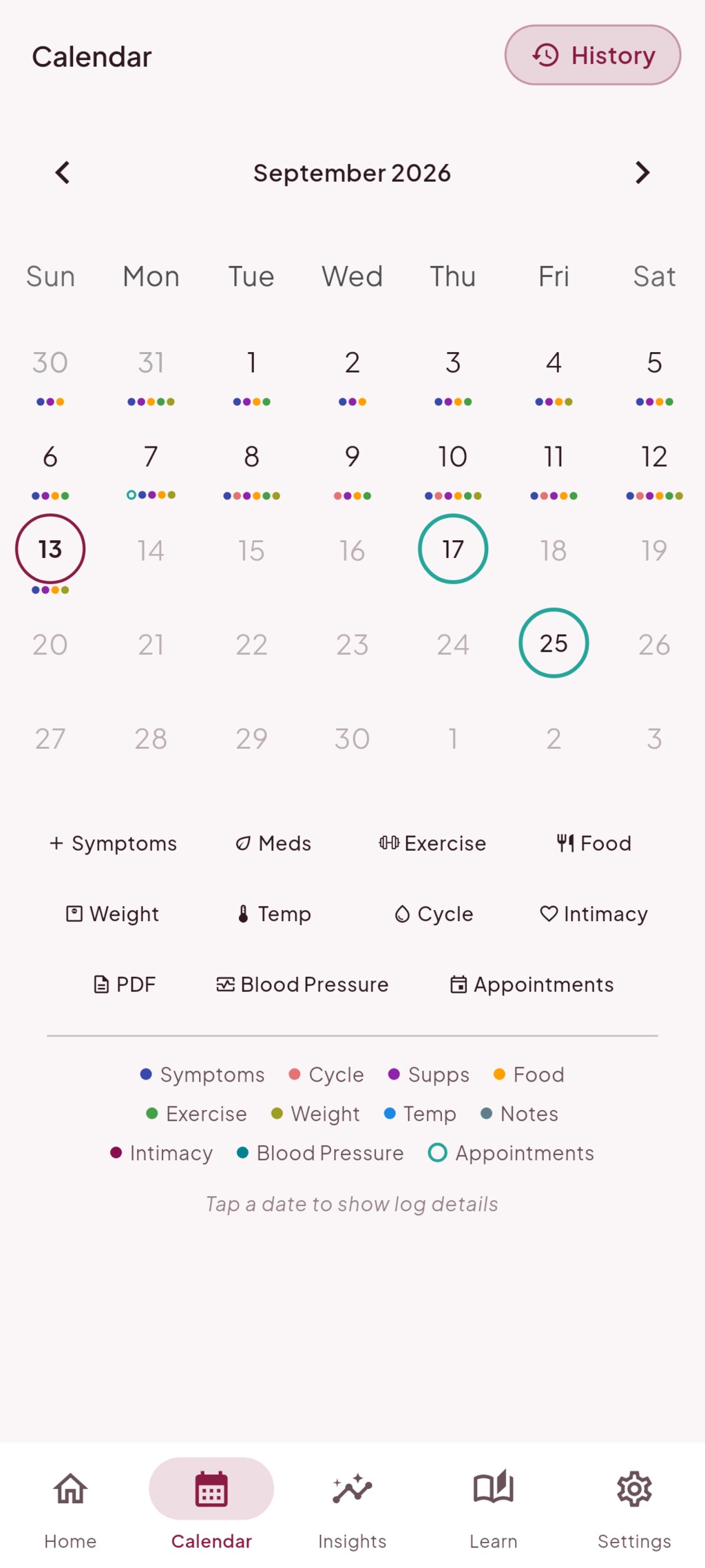 Calendar at a glance