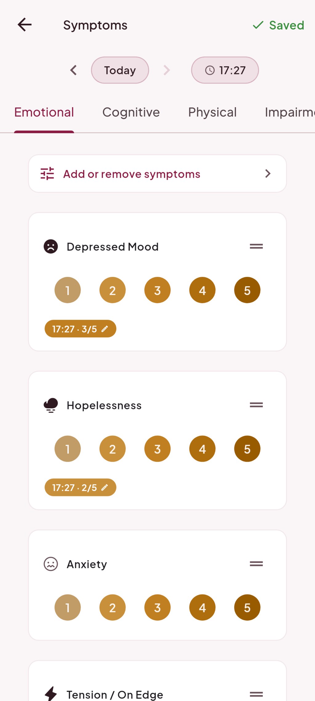 Rating symptoms