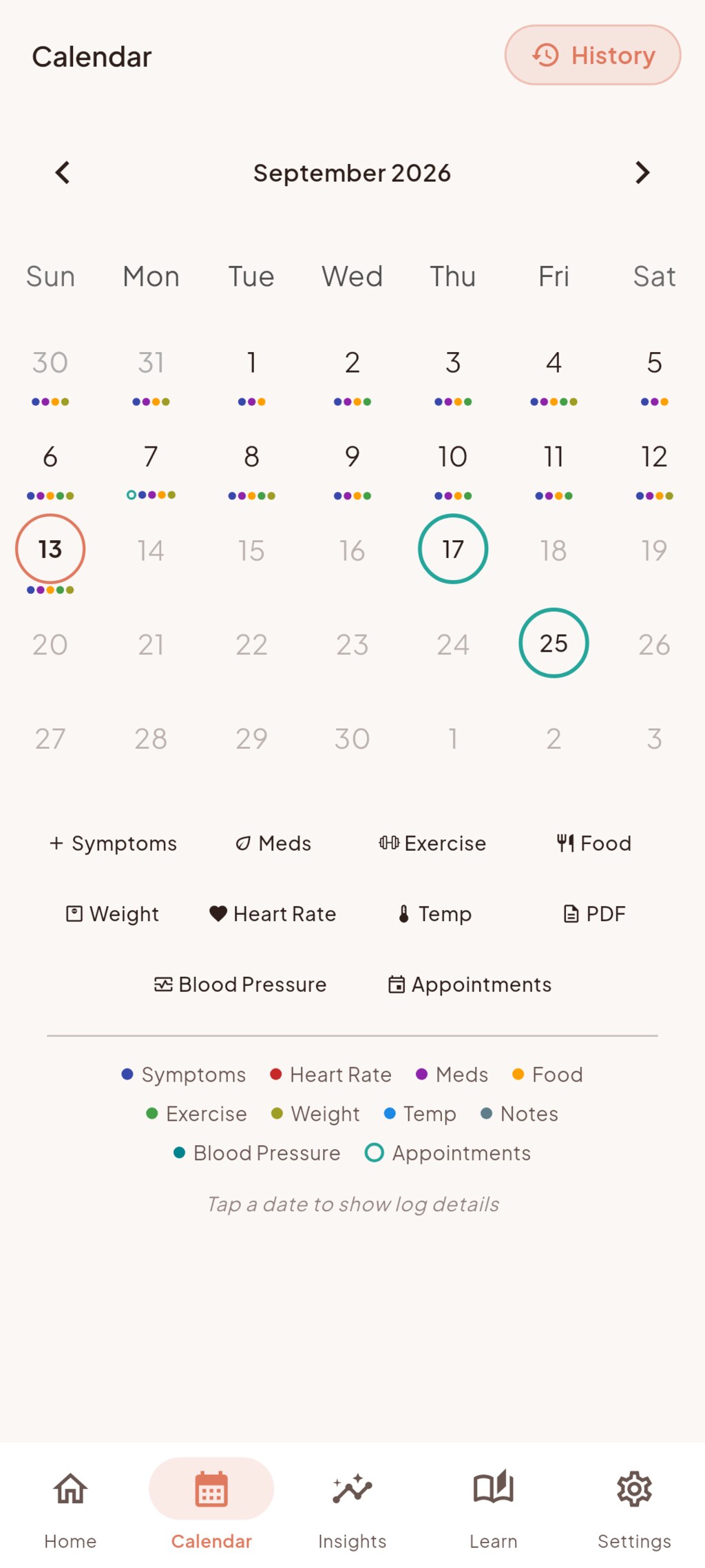 Calendar at a glance