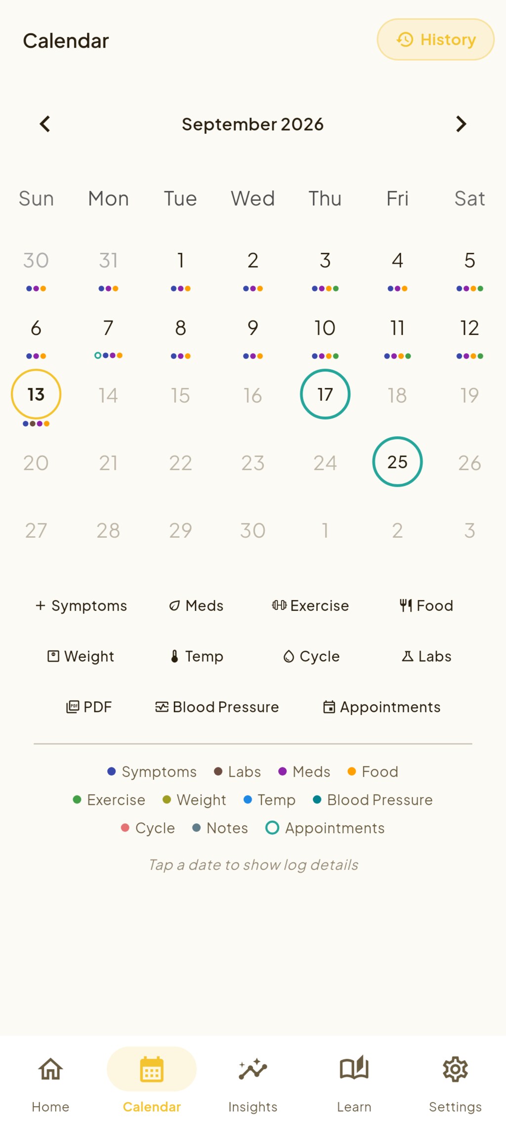 Calendar at a glance