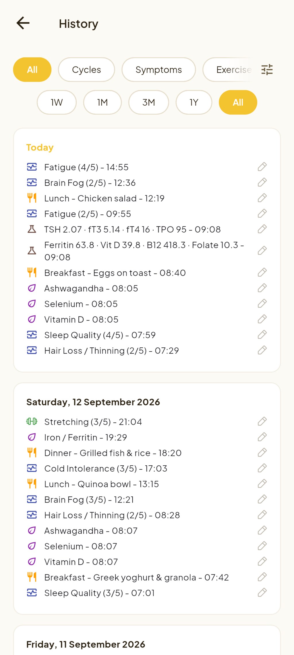 Full entry history