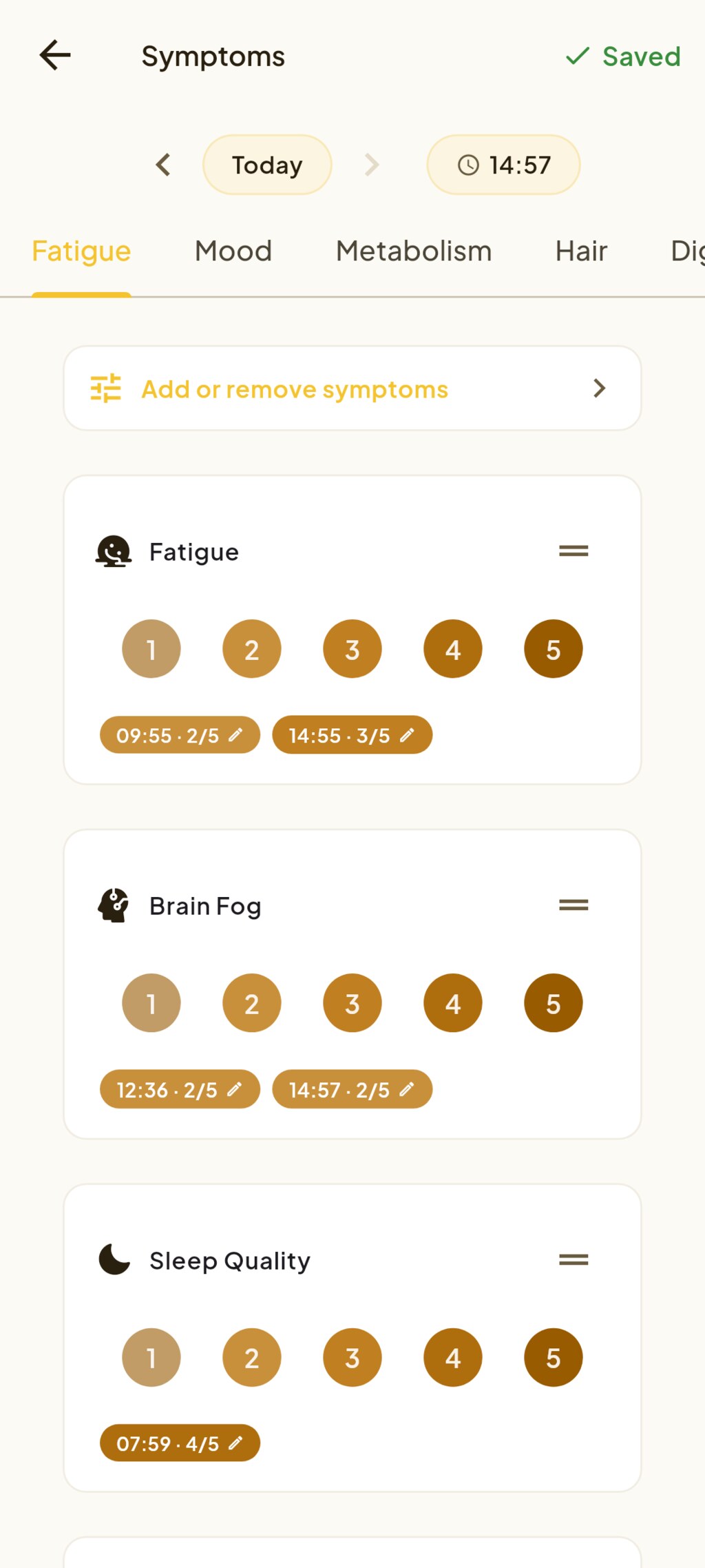 Rating symptoms